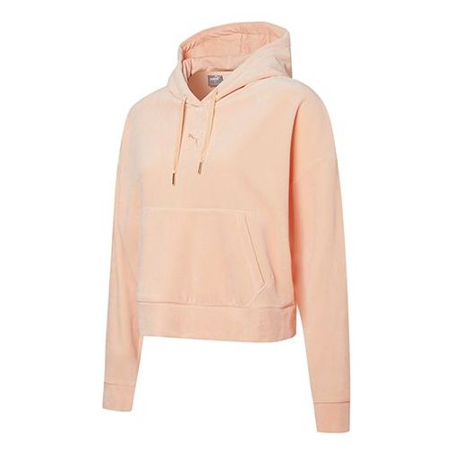 (WMNS) PUMA Her Velour Logo Embroidery Hoodie Orange 846417-27