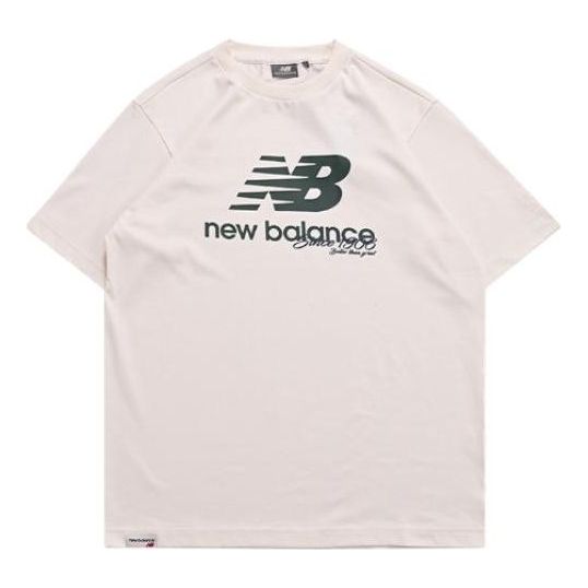 New Balance Essentials Stacked Logo Tee Asia Sizing 'Cream White Blue' 5ED25333-IV