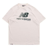 New Balance Essentials Stacked Logo Tee Asia Sizing 'Cream White Blue' 5ED25333-IV