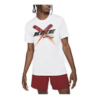 Men's Nike Splash Ink X Alphabet Logo Round Neck Short Sleeve White T-Shirt DA1790-100