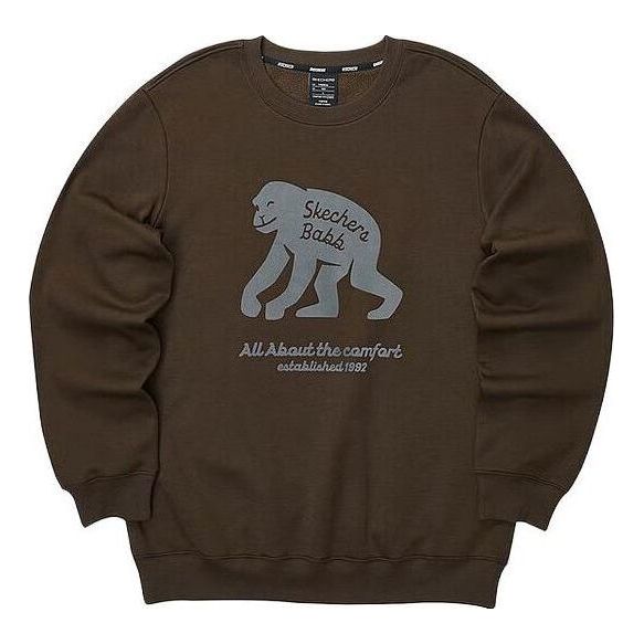 Skechers Casual Graphic Crew Sweater 'Brown Grey' L423U074-02Z9