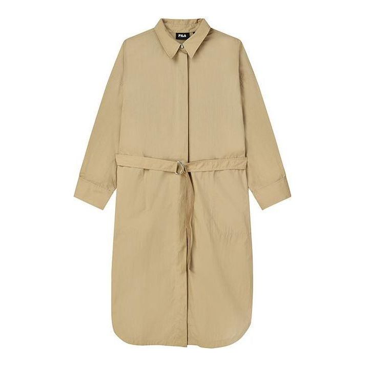 (WMNS) FILA Tie-belt Coat 'Khaki' F11W134704F