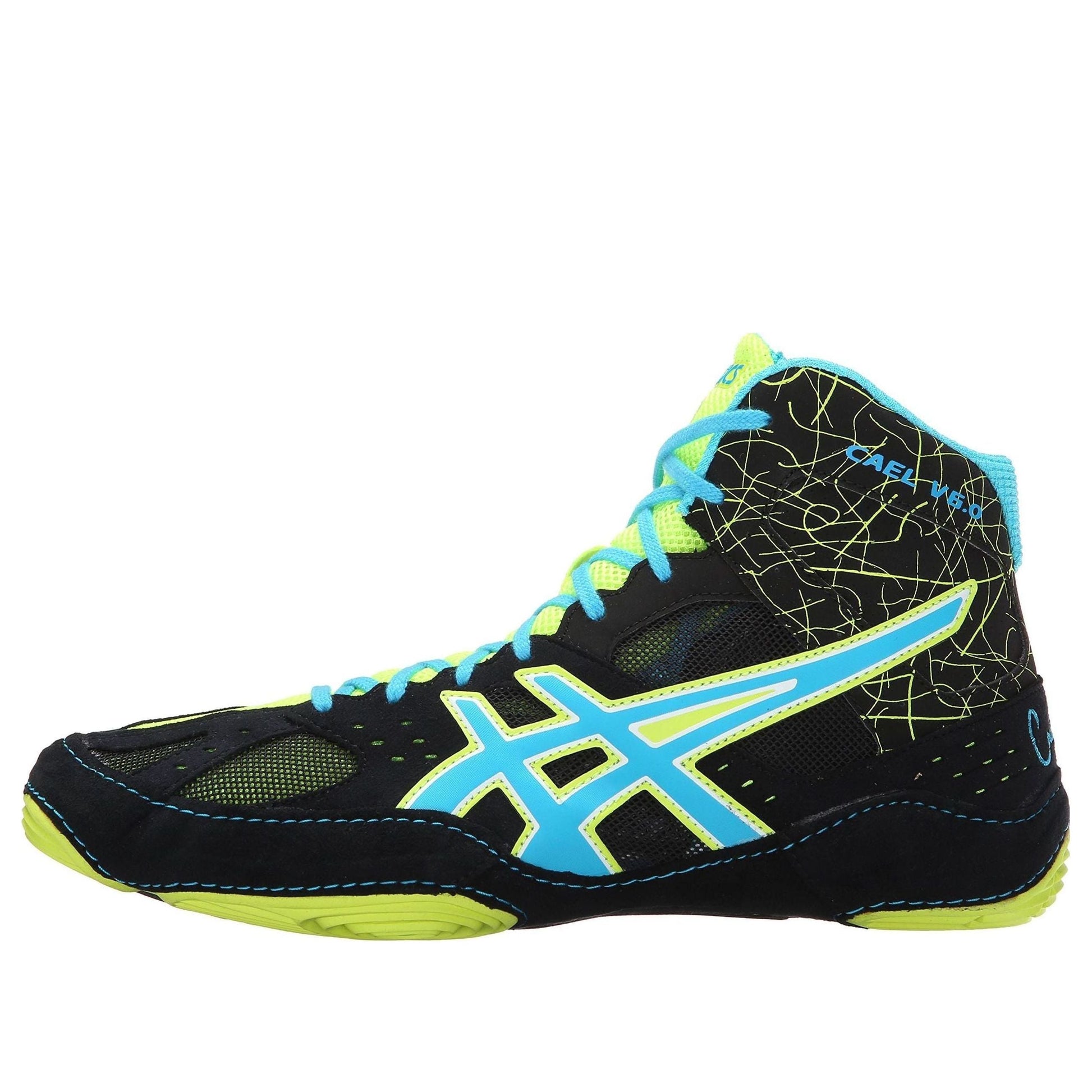 ASICS Cael V6.0 Wrestling Shoes 'Black Blue Green' J401Y9059