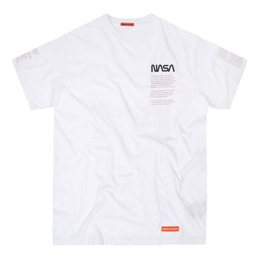 HERON PRESTON x NASA Crossover Alphabet Printing Short Sleeve Unisex White HMAA001F197600200188