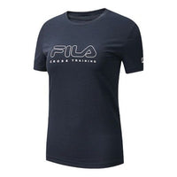 (WMNS) FILA Alphabet Logo Printing Sports Quick Dry Breathable Short Sleeve Navy Blue A11W021117F-NV