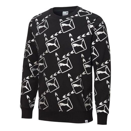 PUMA Monogram Print Logo Long Sleeve T-Shirt 'Black White' 532175-01