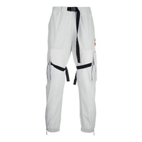 Off-White Logo Print Cargo Pants Functional Casual Pants light grey OMCF004R20G380220610
