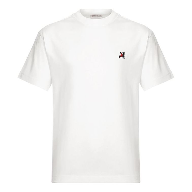 Moncler Small Logo Cotton Crewneck Short Sleeve For Men White F20918C782008390T-034