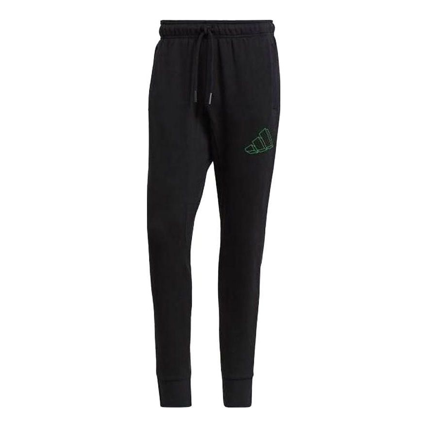 Men's adidas Solid Color Logo Printing Lacing Bundle Feet Sports Pants/Trousers/Joggers Black GM6354