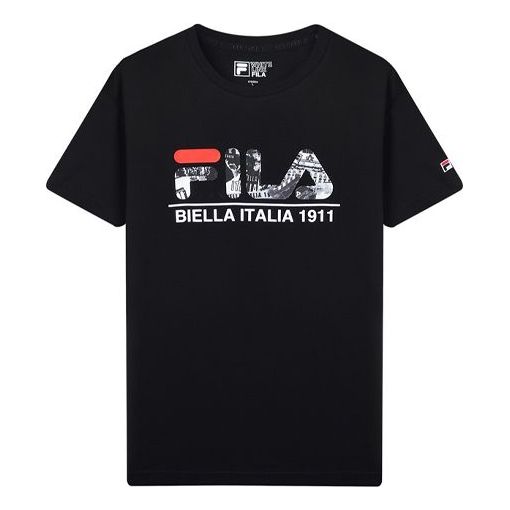 FILA Slim Fit Sports Short Sleeve Couple Style Black F11M918106F-BK