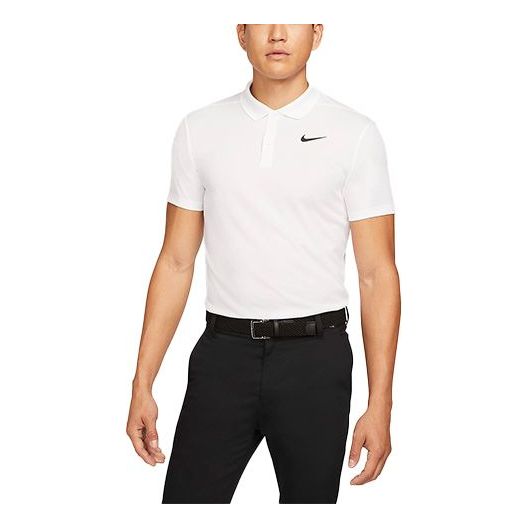 Nike Casual Breathable Solid Color Golf Short Sleeve Polo Shirt White DH0827-100