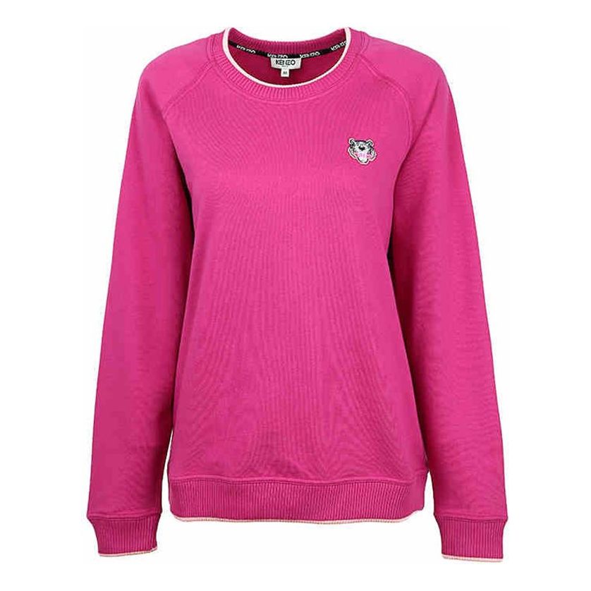 (WMNS) KENZO Cotton Tiger Head Long Sleeves Logo Casual Hoodie Rose Red F762SW796952-26