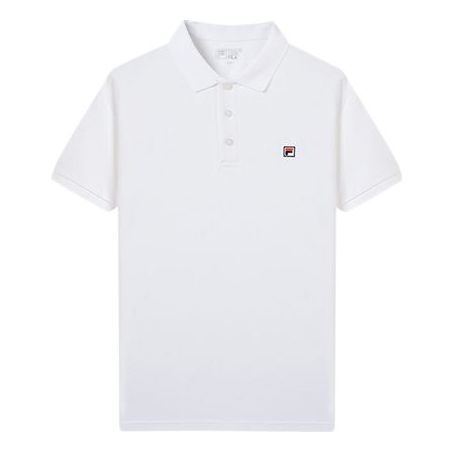 FILA Logo Sports Knit Short Sleeve Polo Shirt White F11M918105F-WT