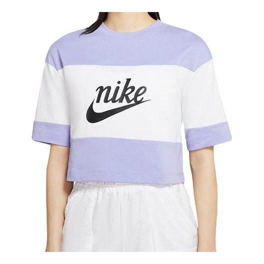 (WMNS) Nike Colorblock Version Round Neck Short Sleeve Tops 'Light purple' CK1302-100