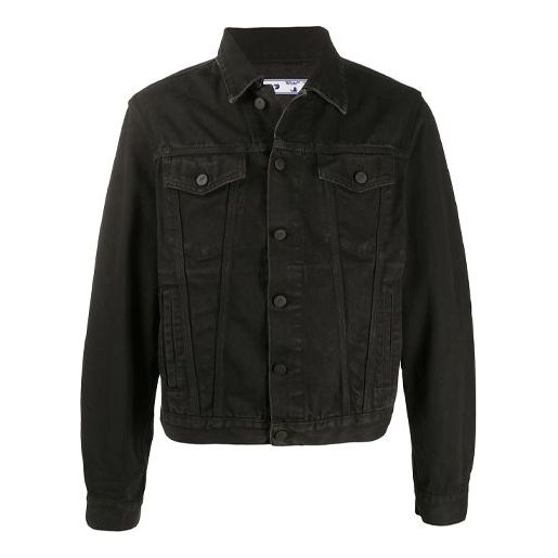 Off-White Arrows Logo Printed Denim Jacket Men Black OMYE054F20DEN0021007