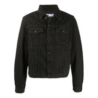 Off-White Arrows Logo Printed Denim Jacket Men Black OMYE054F20DEN0021007