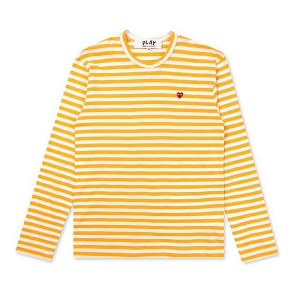COMME des GARCONS PLAY Kawakubo Rei Multi-Color Series Small Red Stripe Long Sleeves Yellow / White AZ-T218-051-2