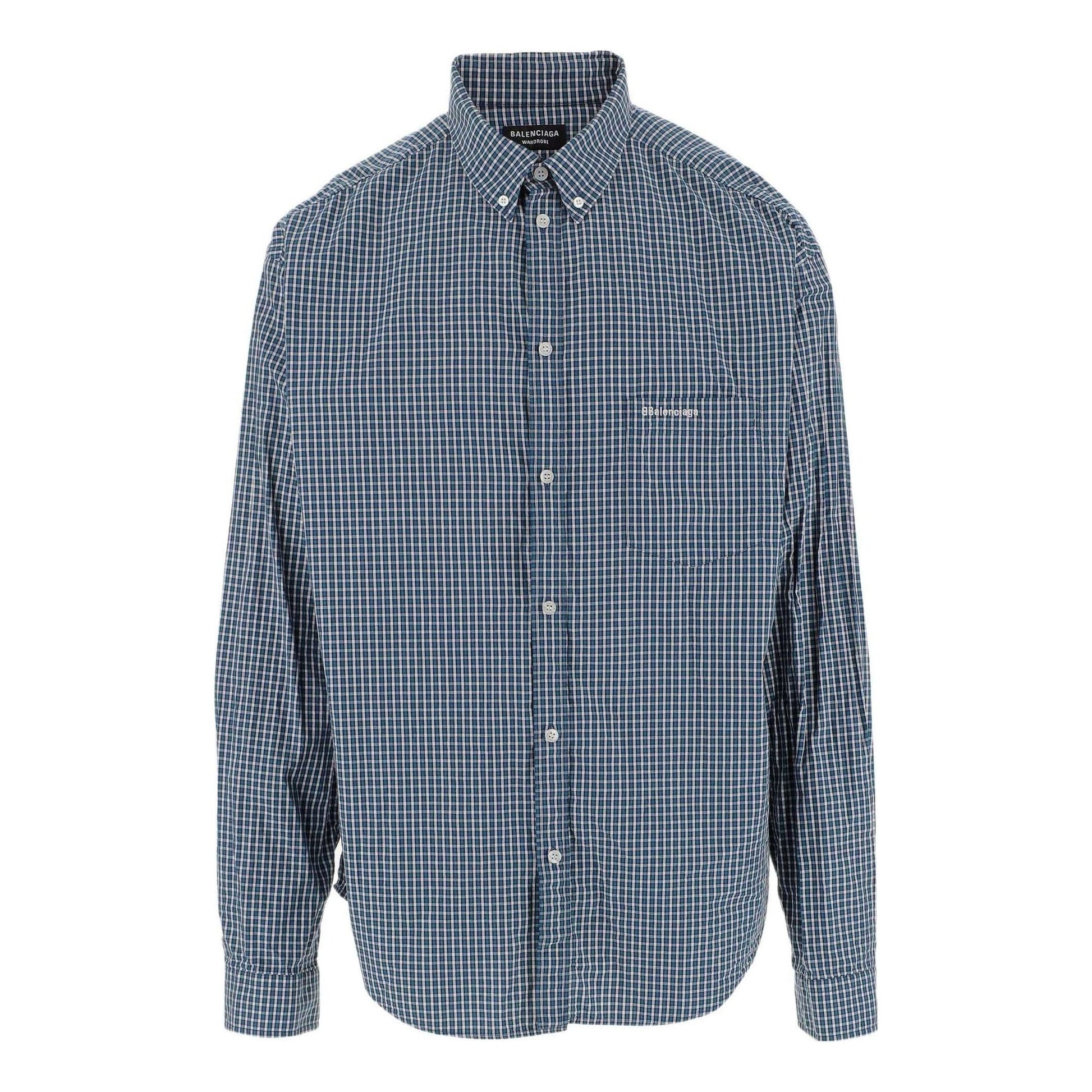 Balenciaga Checked Long Sleeve Shirt 'Blue' 690340TMM373768