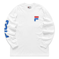 FILA FUSION Logo Printing Knit Loose Sports Round Neck Long Sleeves Couple Style White T11U156204F-WT