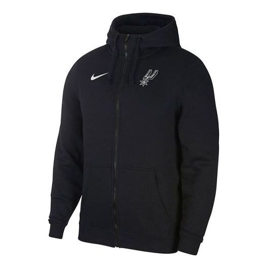 Nike San Antonio Spurs Casual Sports Zipper Hooded Jacket Black AQ2643-010