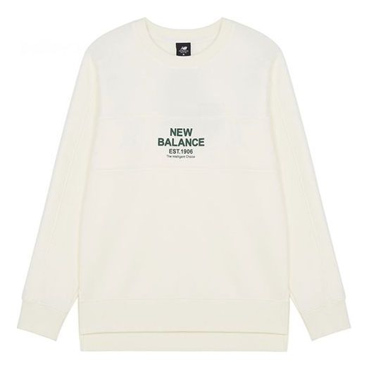 New Balance Logo Printing Sports Round Neck Pullover White AMT14319-NMC