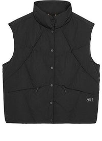 (WMNS) Skechers Stand-up Collar Woven Hooded Down Vest 'Black Blue White' L421W019