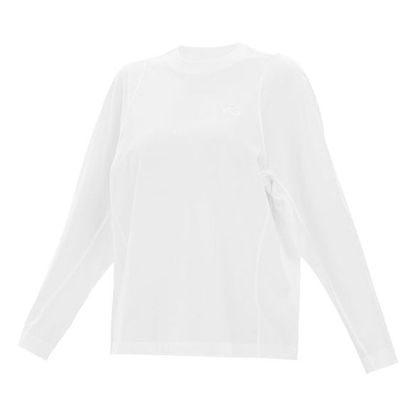 (WMNS) Y-3 Logo Pattern Loose Round Neck Long Sleeves White T-Shirt GK4474