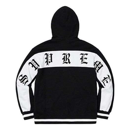 Supreme SS19 Old English Stripe Zip Up Sweatshirt Black Logo SUP-SS19-605