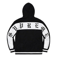 Supreme SS19 Old English Stripe Zip Up Sweatshirt Black Logo SUP-SS19-605