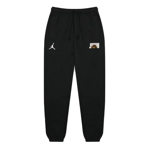 Men's Air Jordan Sport Dna Funny Logo Printing Stay Warm Fleece Bundle Feet Sports Pants/Trousers/Joggers Black DC9635-010