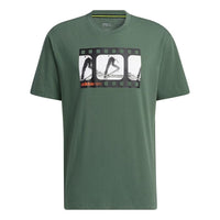 adidas neo M Brlv Tee3 Casual Sports Pattern Printing Short Sleeve Green H59453