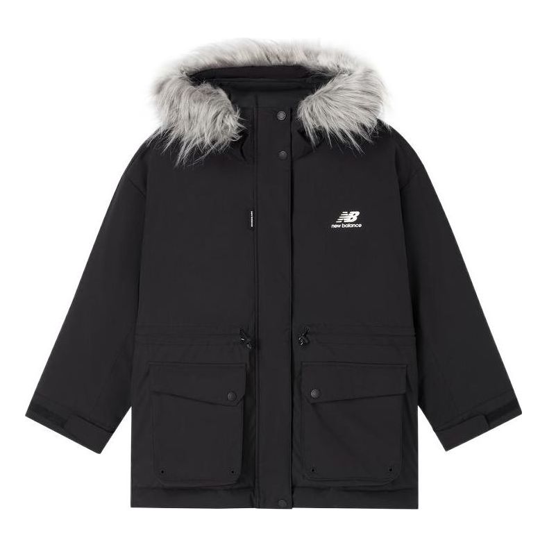 (WMNS) New Balance Warm Long Down Jacket Asia Sizing 'Black Grey' AWJ24305-BK