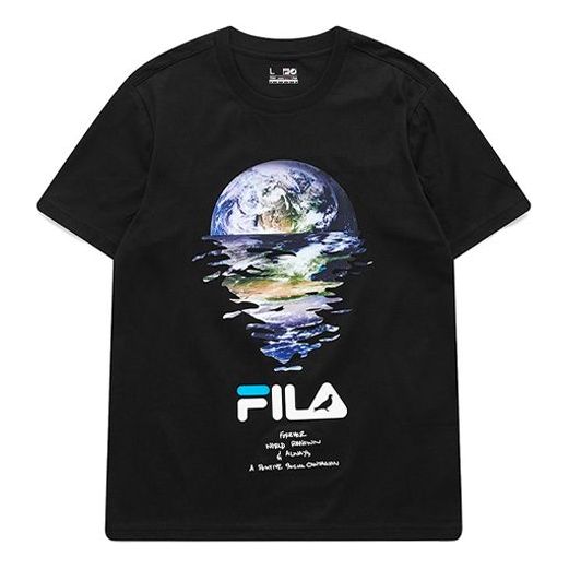 Fila FUSION x staple Crossover Earth Printing Round Neck Short Sleeve Couple Style Black T11M114120A-BK