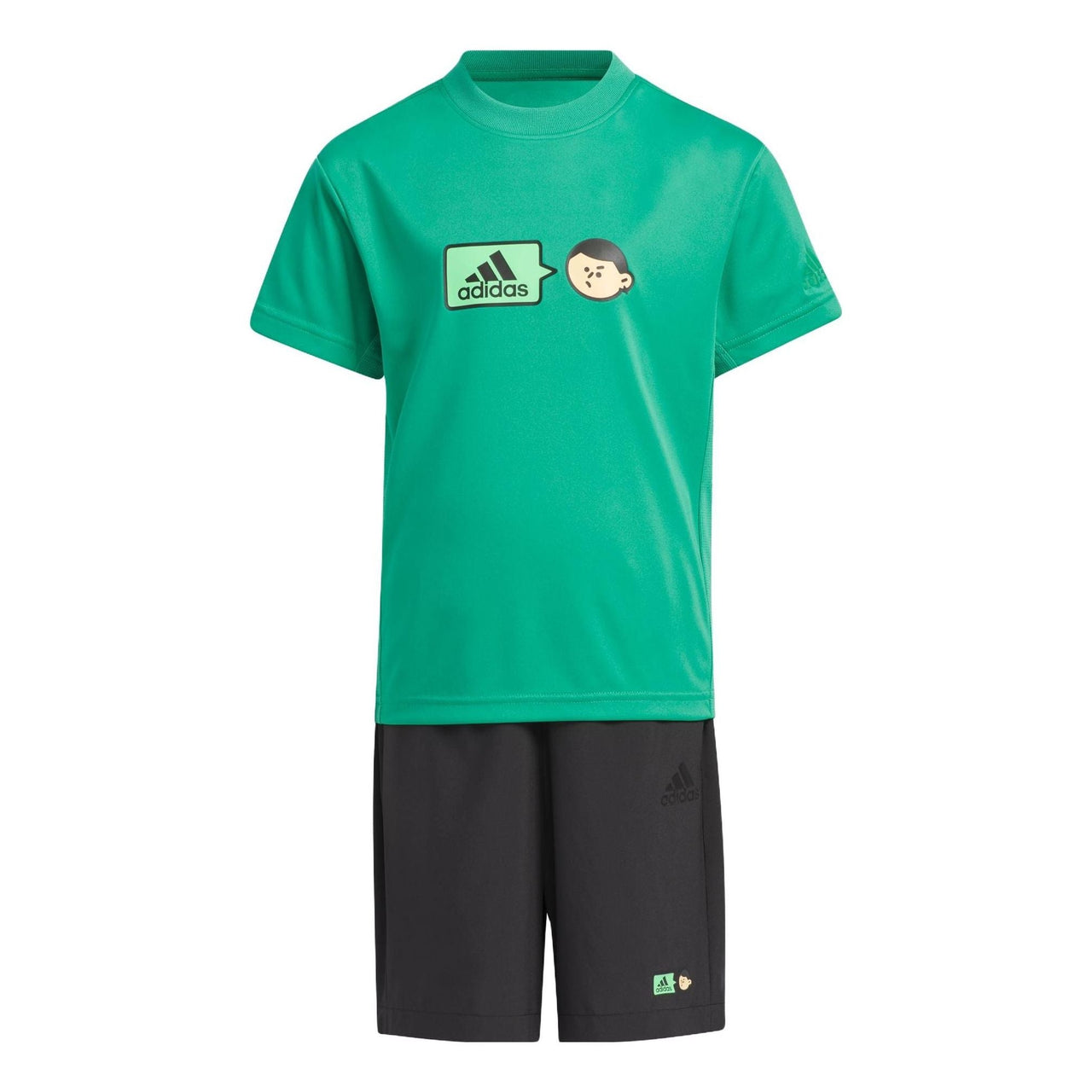 (GS) adidas x Seebin Short Sleeve Tee Set 'Green Black' IN3273
