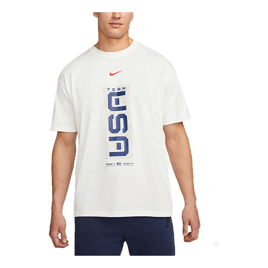Nike Mens Max 90 T-Shirt Brand Logo Solid Color Round Neck Short Sleeve White DO7033-901