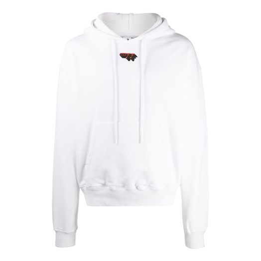 Off-White FW20 Logo Hooded Pullover Men White OMBB037E20FLE0080110