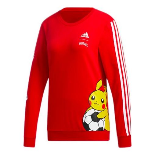 (WMNS) adidas x Pokmon Crossover logo Printing Training Sports Round Neck Hoodie Red GD5866
