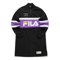 (WMNS) Fila Casual Sports Mid-length Pullover 'Black Purple' T11W112301F-BK