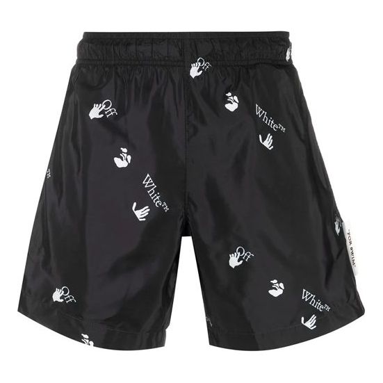 Off-White SS21 Logo Printing Shorts Black OMFA003R21FAB0021001