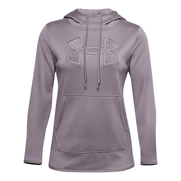 (WMNS) Under Armour Logo Fleece Hoodie Gray Purple 1360295-585