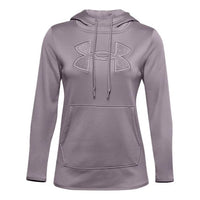 (WMNS) Under Armour Logo Fleece Hoodie Gray Purple 1360295-585