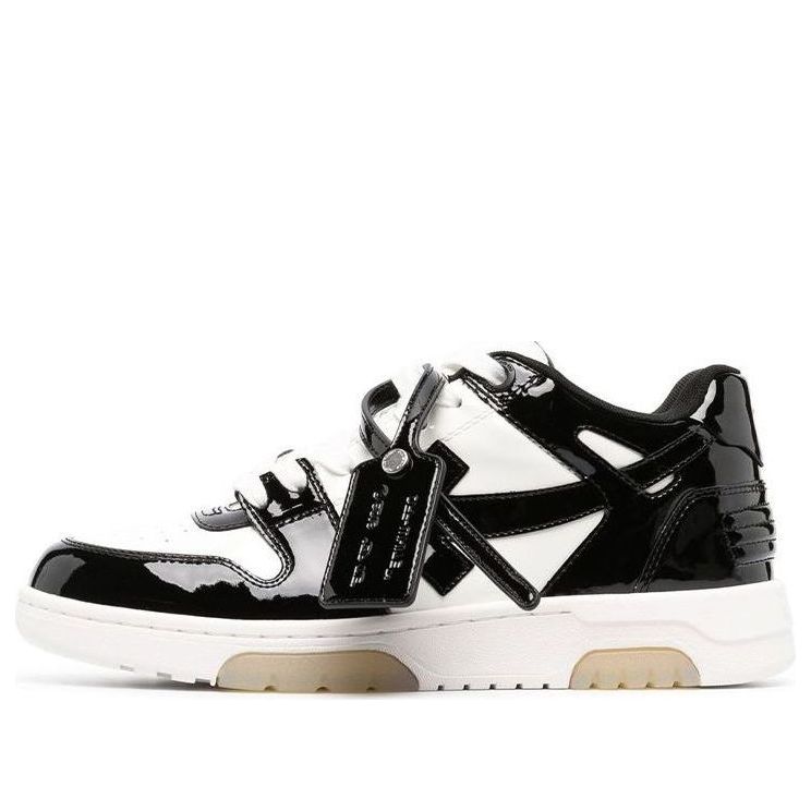 Off-White Out Of Office Low-Top Patent Sneaker 'Black White' OMIA189F22LEA0060110