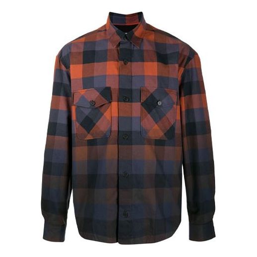 Men's KENZO Plaid Shoulder Drop Long Sleeves Shirt Red FA65CH5001LJ-88