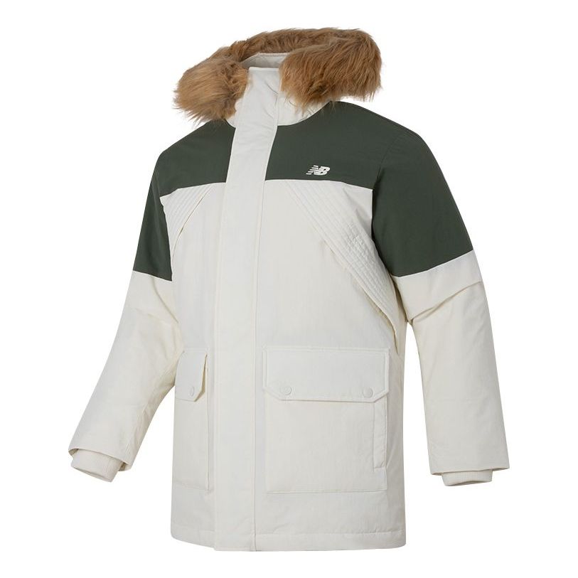 New Balance Warm Hooded Down Jacket Asia Sizing 'White Black' AMJ34323-CIC