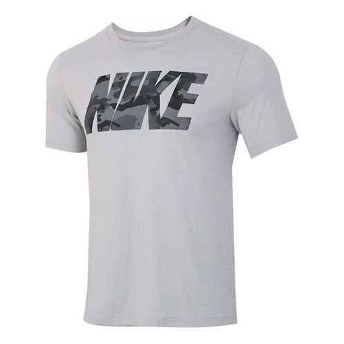 Nike Casual Sports Round Neck Running Short Sleeve Gray CU8522-097