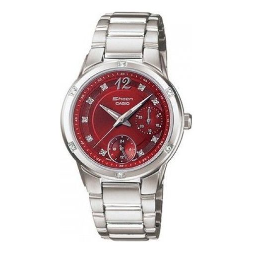 CASIO SHEEN Waterproof Stainless Steel Strap Red Analog SHN-3017D-4A1DR