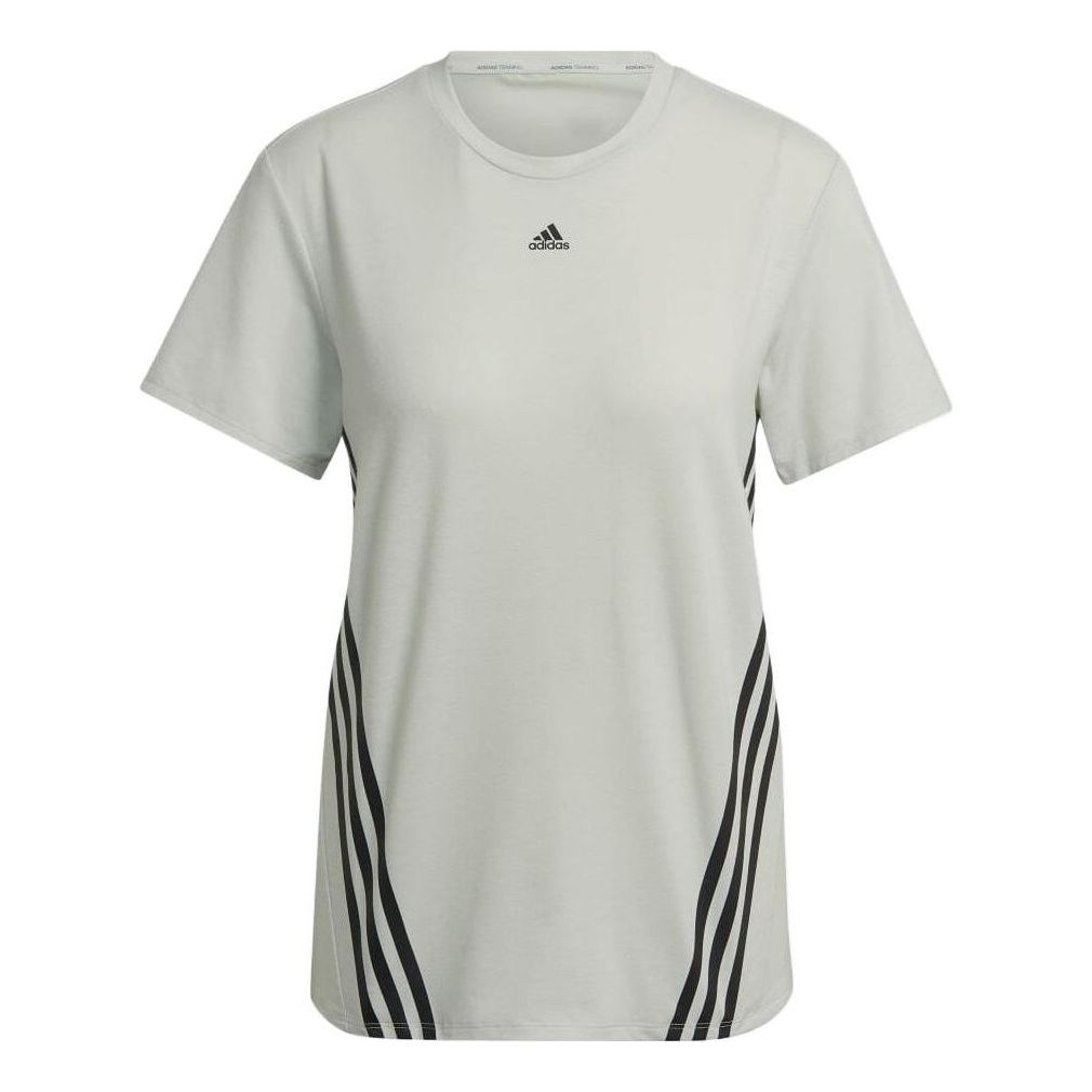 (WMNS) adidas Train Icons 3-Stripes T-Shirt Asia Sizing 'Green' HK6976