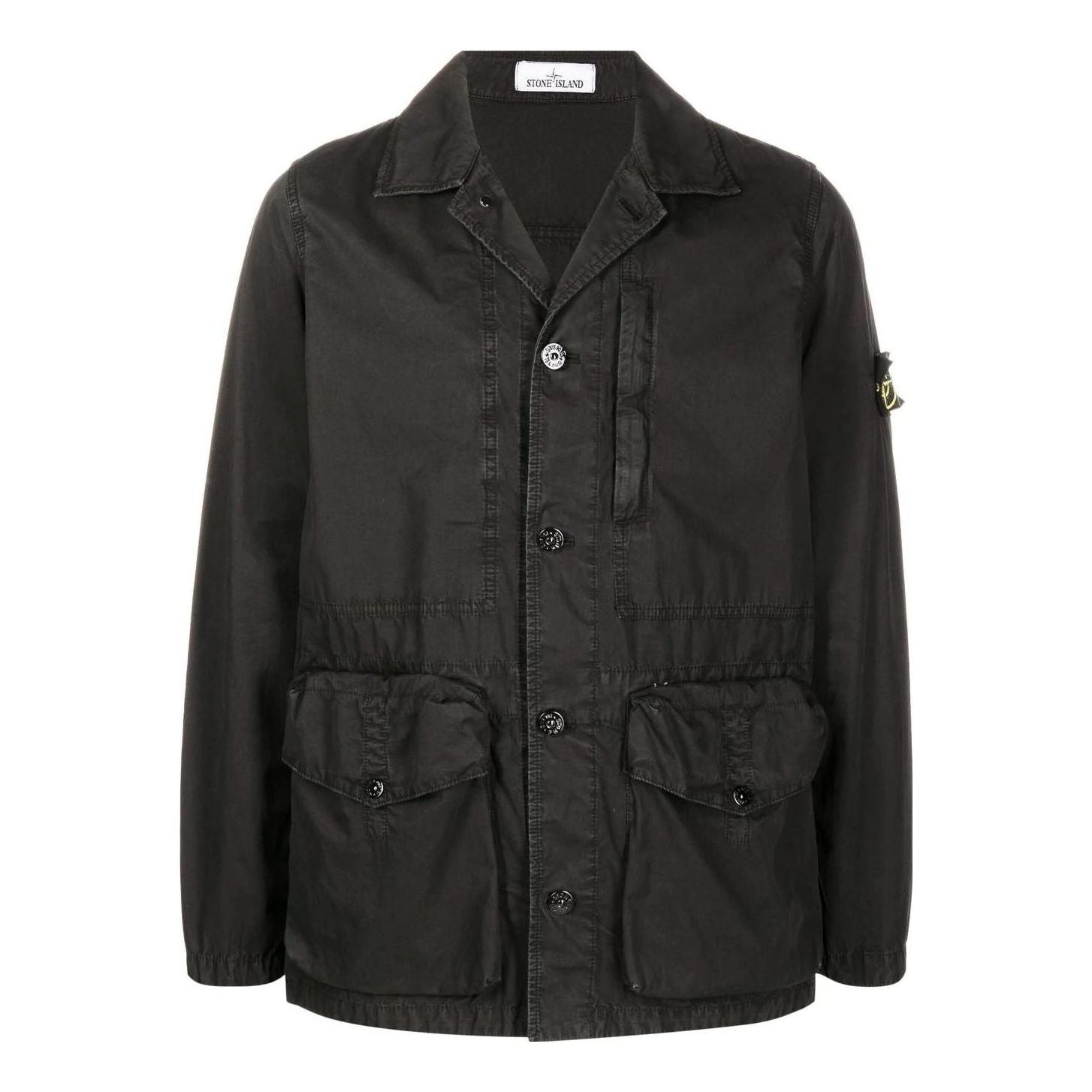 STONE ISLAND Logo Patch Button Fastening Jacket 'Black' 7615439WN-V0129