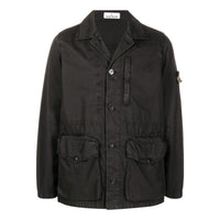 STONE ISLAND Logo Patch Button Fastening Jacket 'Black' 7615439WN-V0129
