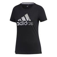 (WMNS) adidas Brand Large logo Printing Solid Color Short Sleeve Black FM9294